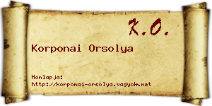 Korponai Orsolya névjegykártya